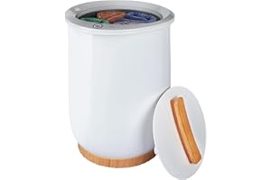 Mdhitsox Towel Warmer for Bathroom, Luxury Bucket Towel Warmer with LED Lights, Fits Up to 2 Oversized Towels, Bathrobes, Blankets, PJs, Quick Heating Towel Dryer, Gifts for Family (White+Wood)