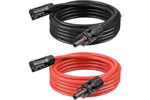 Kimbluth 10 AWG Solar Extension Cable 10FT Black + 10FT Red, 10 Gauge Solar Panel Wire Male to Female Tinned Copper Wire for Solar Panel, Automotive, RV, Boat, Outdoors