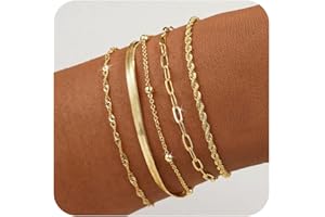 BERISO Gold Bracelets for Women, Elegant Adjustable 14K Gold Plated Bracelet for Women, Trendy Minimalist Dainty Gold Bracelet for Everyday Wear