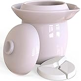 Zetilli Fermentation Crock Jar Fermenting Crock with Glazed Weights-0.5 gallon Onggi Kimchi Pot for Fermenting Delicious Kimchi Kombucha & Pickles - Stoneware Sauerkraut Crock Pickling Fermenter (2L)