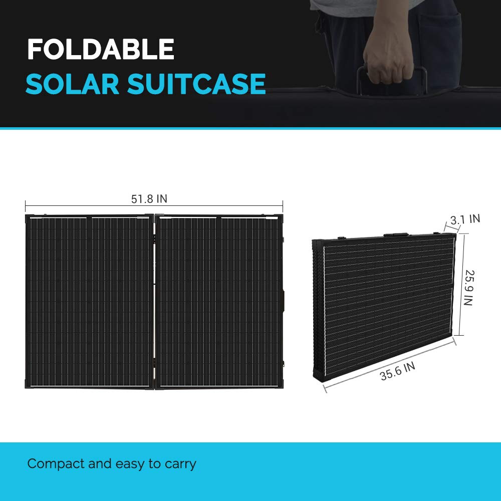Renogy 200W N-Type Portable Solar Panel Suitcase, 12V Foldable Monocrystalline Solar Suitcase with 20A PWM Waterproof Charge Controller - Image 3