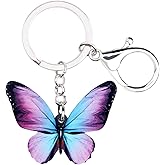 BONSNY Acrylic Floral Butterfly Keychains Key Ring Car Purse Bags INSECT Charms Gifts
