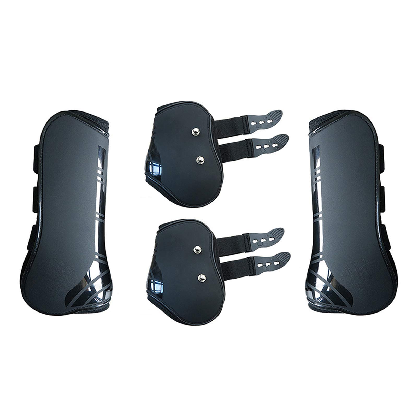 Adjustable Front Hind Horse Leg Boots PU Neoprene Protection Wrap Riding, Horse Leg Boots Brace Guard Farm, Horse Leg Protector Accessories