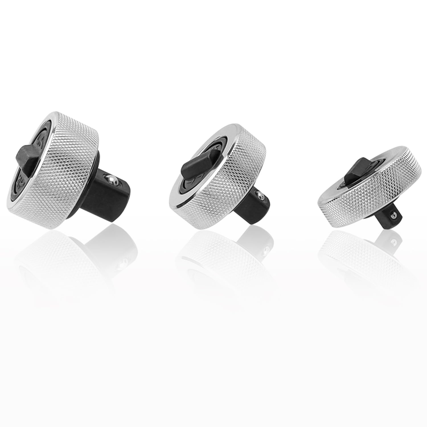 Treki 3Pcs Palm Ratchet Wrench Set Reversible Mini Finger Ratchet Set 1/4", 3/8", 1/2" Drive Thumbwheel Ratcheting Socket Wrench Tool for Tight Spaces