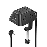 Desk Clamp Power Strip, Surge Protector with 5 AC