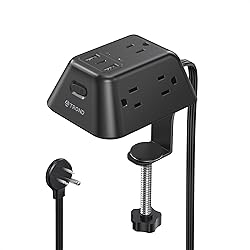 Desk Clamp Power Strip, Surge Protector with 5 AC