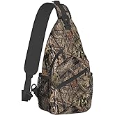 Yaemikoo Hunting Camouflage Camo Forest Sling Backpack Crossbody Sling Bag Casual Chest Bags Travel Hiking Daypack Shoulder Bag for Women Men