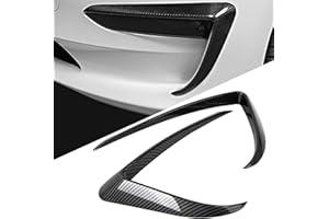 FLAMPETUS Front Fog Light Trim Cover for Tesla Model 3, 2PCS Fog Lamp Frame Blade Trim Eyebrow Eyelids Cover, Spoiler Accessories for Model 3 2017 2018 2019 2020 2021 2022 2023, Glossy Carbon Fiber