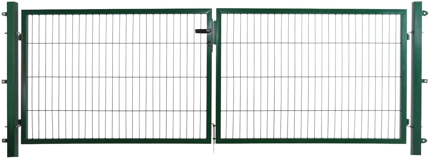 Arvotec Doppelflügeltor in grün, 300 x 80 cm für Stabmattenzäune inkl. Besfestigungsmaterial