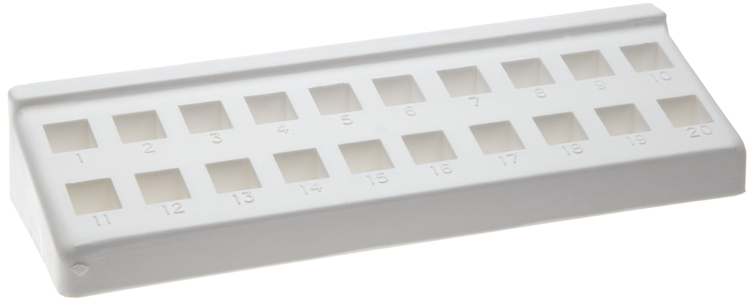 Bel-Art F18515-0000 Spectro Cuvette Rack; 10mm, 20 Places, 8¼ x 2¾ x 1⅜ in., Polypropylene