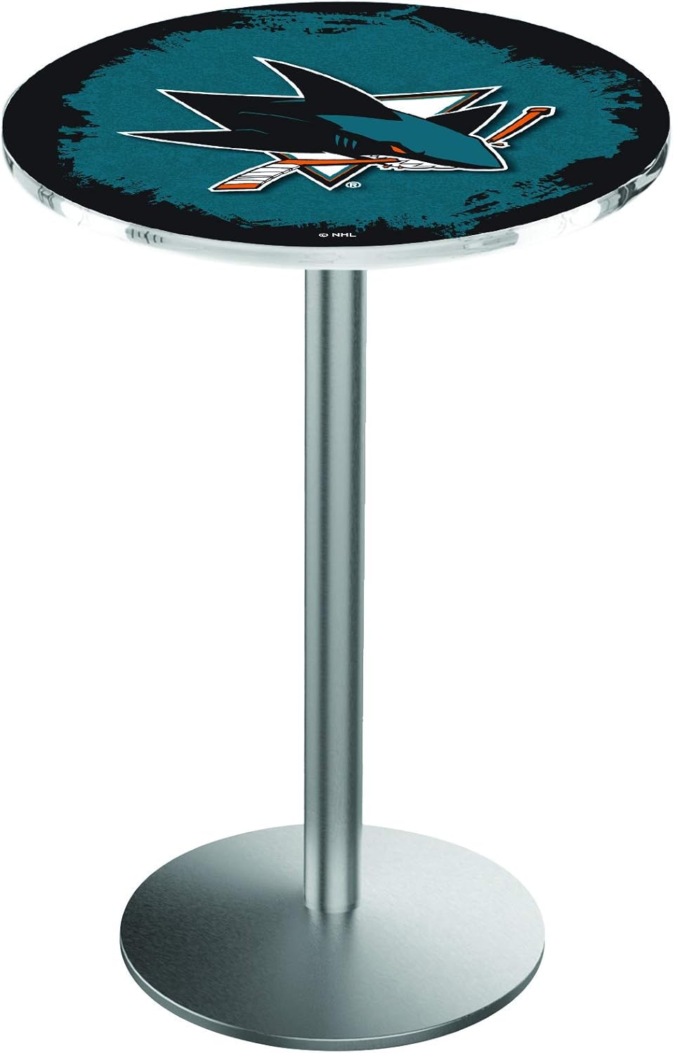 Holland Bar Stool Co. L214-42" Stainless Steel San Jose Sharks Pub Table with 36" Dia. top