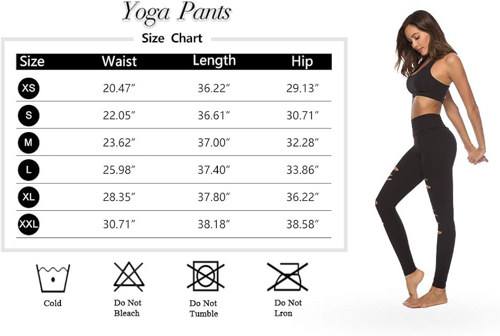 DIBAOLONG Womens High Waist Yoga Pants Cutout Ripped Tummy Control Workout Running Yoga Skinny Leggings: Clothing