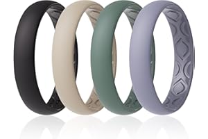 ThunderFit Women Breathable Silicone Bridal Rings Sets For Her, Wedding Bands - 4mm Wide, 1.5mm Thick - 1-12 Variety Multipack