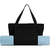 Xrkuu Yoga Mat Carrier, Gym Bag With Yoga Mat Holder, Women Canvas Tote With Shoulder Strap For Pilates, Travel, Office, Sports, Workout And Beach – Inner Zippered Pocket, Fits Standard And Small Mats