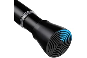 MEXAU Spring Tension Curtain Rod 28 To 48 Inch Adjustable Expandable Black Tension Rod 7/8" Shower Curtain Rods No Drilling Spring Loaded Curtain Rod for Windows Bathroom Closet Kitchen Bedroom Doorway Door
