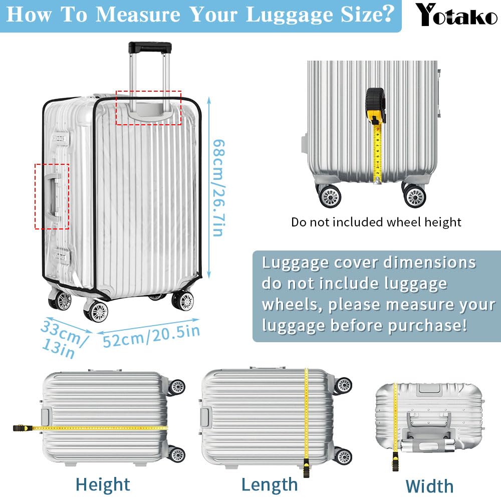 Yotako Clear PVC Suitcase Cover Protectors 30 Inch Luggage Cover Protectors for Wheeled Suitcase 30''