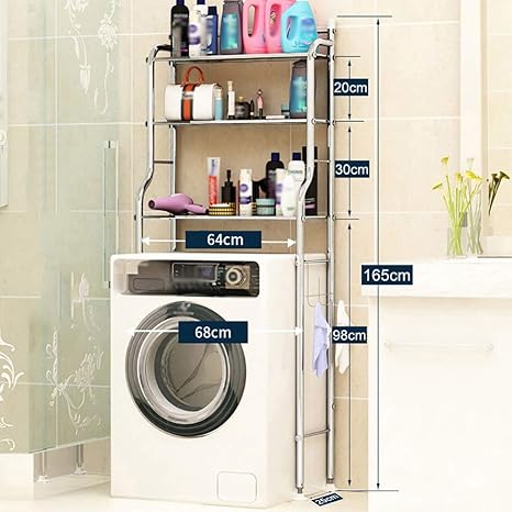 Amazon 浴室用ラック 実用的なステンレス製洗濯機ラック バルコニードラム洗濯機ラック 床浴室収納ラック 省スペース棚 浴室用ラック ホーム キッチン オンライン通販