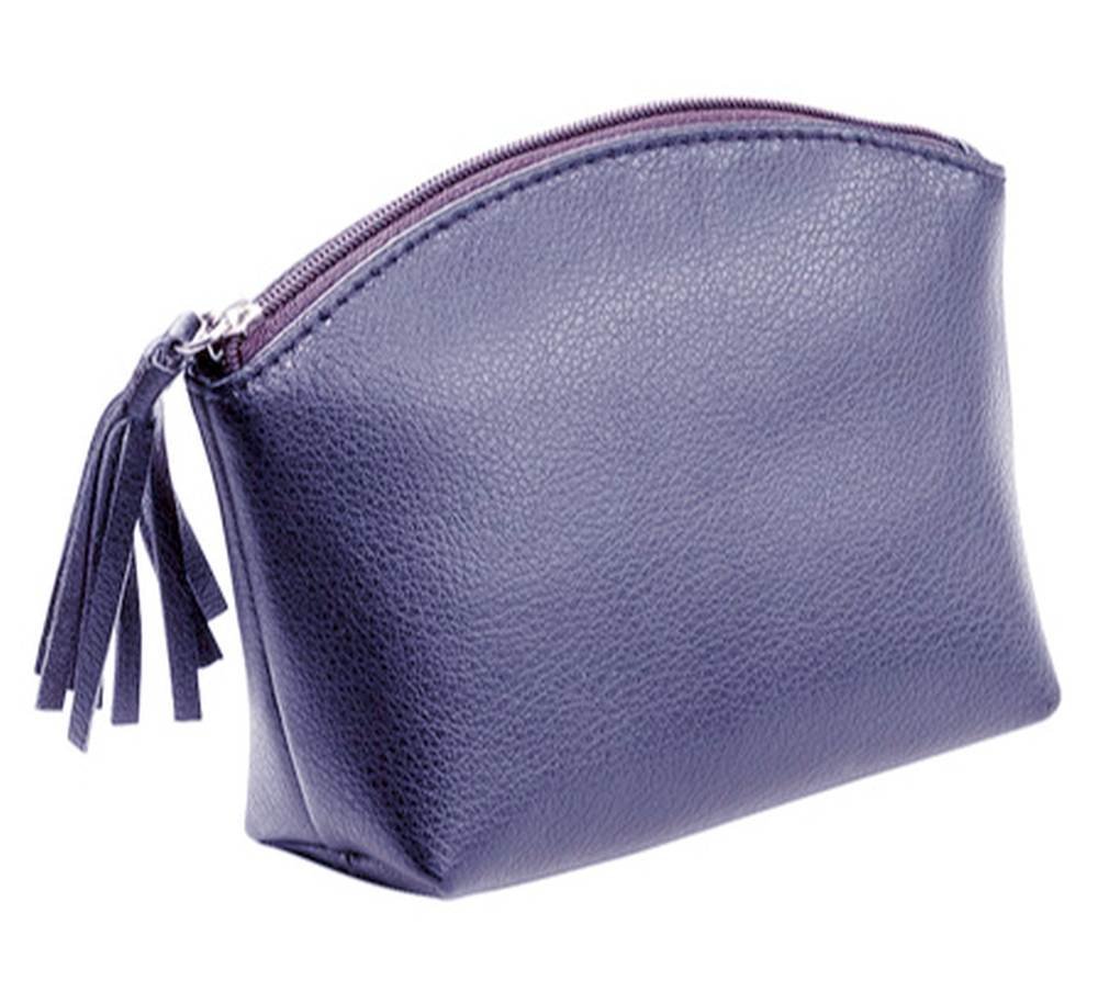 Alassio 15.5 x 11 x 5.5 cm Blue Genuine Leather Zipper Cosmetic Bag Purse Holder 16 cm