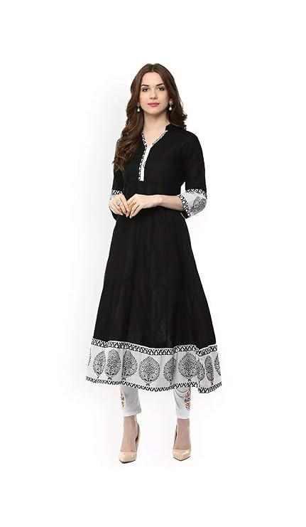 Women Stitched Printed Cotton Anarkali Kurta Kurti