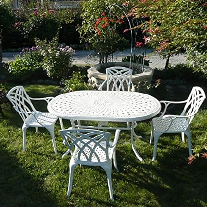 Amazon.de: Lazy Susan - June 150 x 95 cm Ovaler Gartentisch mit 4