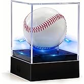 Clear Baseball Display Case with Led Light, Lighted Baseball Case for Display, Acrylic Baseball Holder Display Case, UV Protected Clear Baseball Stand for Memorabilia Baseball Gifts