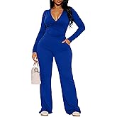 CLOCOR Womens 2 Piece Outfits Sweatsuits - Tracksuit Set Long Sleeve Crop Top & Drawstring Wide Leg Pants with Pockets