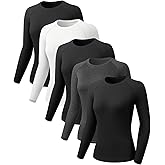 Orrfreer 5 Pack Women's Compression Shirts Long Sleeve Workout Tops Athletic Dry Fit Base Layer Running Gym Yoga