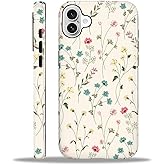 ilikediy for iPhone 16 Case [Compatible with Magsafe] Pattern Design for Women Girls Hybrid 2 Layer Hard Shell Silicone Protective Magnetic Cover,C Beige Flower Branch