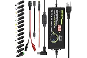 WEFOMEY 3V~36V 4A 144W Universal Power Supply 3V 5V 6V 9V 12V 15V 18V 20V 24V 30V 36V Adjustable Variable Switching AC/DC Adapter, 100V-240V AC to DC Converter with 14 Tips & Polarity Converter & Test Lead