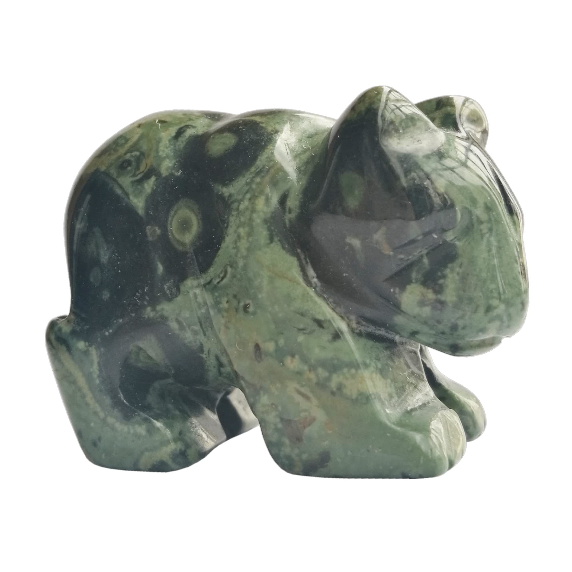 Manekieko Natural Kambaba Jasper Bear Figurines,38mm Hand Carved Crystals and Healing Stone Statue Home Decoration Crafts