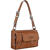 Wrangler Y2K Purse Small Shoulder Bag for Women with Western Detachable Charms & Multiple Pockets