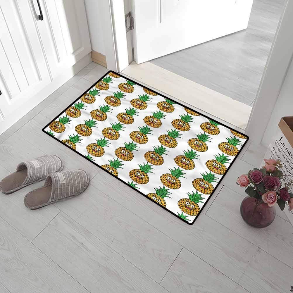 SCOCICI1588 Floor Mat Pine, Happy Cartoon Fruit Face Machine Wash Bath Mat for Home Indoor/Outdoor Floor Entrance 20 x 31 Inch