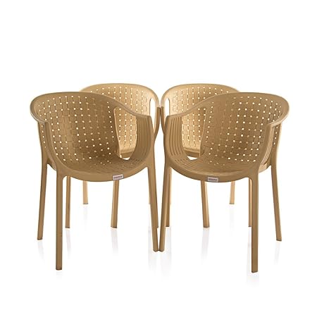 Varmora Designer Chair Set of 4 (Ola Netted - Biscuit)