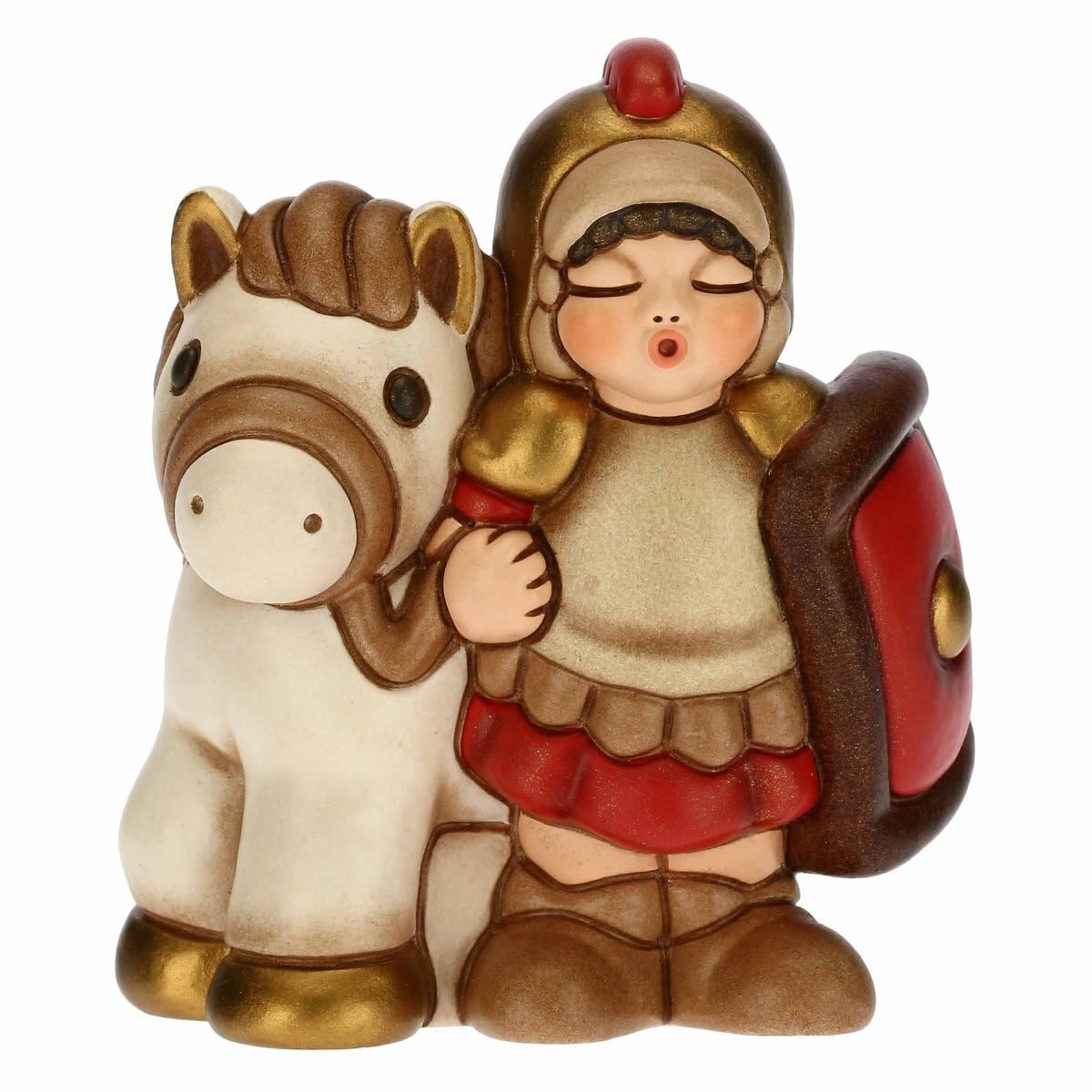 THUN - Soldier Nativity Figure with Horse - Christmas Home Decorations - Classic Nativity Line, Red Variant - Ceramic - 7.5 x 5.5 x 8.5 h cm