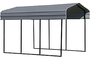 ARROW SHED Arrow Carports Galvanized Steel Carport, Compact Car Metal Carport Kit, 10' x 15' x 9', Charcoal