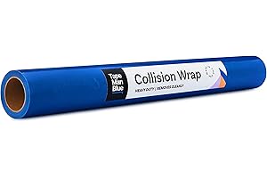 TAPEMANBLUE Crash/Collision Wrap, 36 inch x 200 feet, Blue Collision Wrap for Damaged Vehicles & Car Windows, Self Adhesive Broken Window Cover for Cars, Clean Removal Plastic Wreck Film, Made in USA