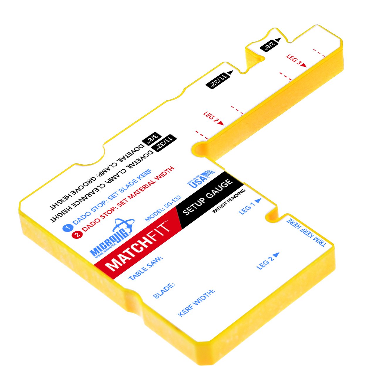 MICROJIG Matchfit SG-133 Setup Gauge Accessory, Yellow