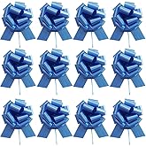 12 Pcs Pull Bows for Gift Wrapping, Blue Gift Bows - 6 Inch Ribbons for Christmas, Birthday, Wedding & Florist Packaging