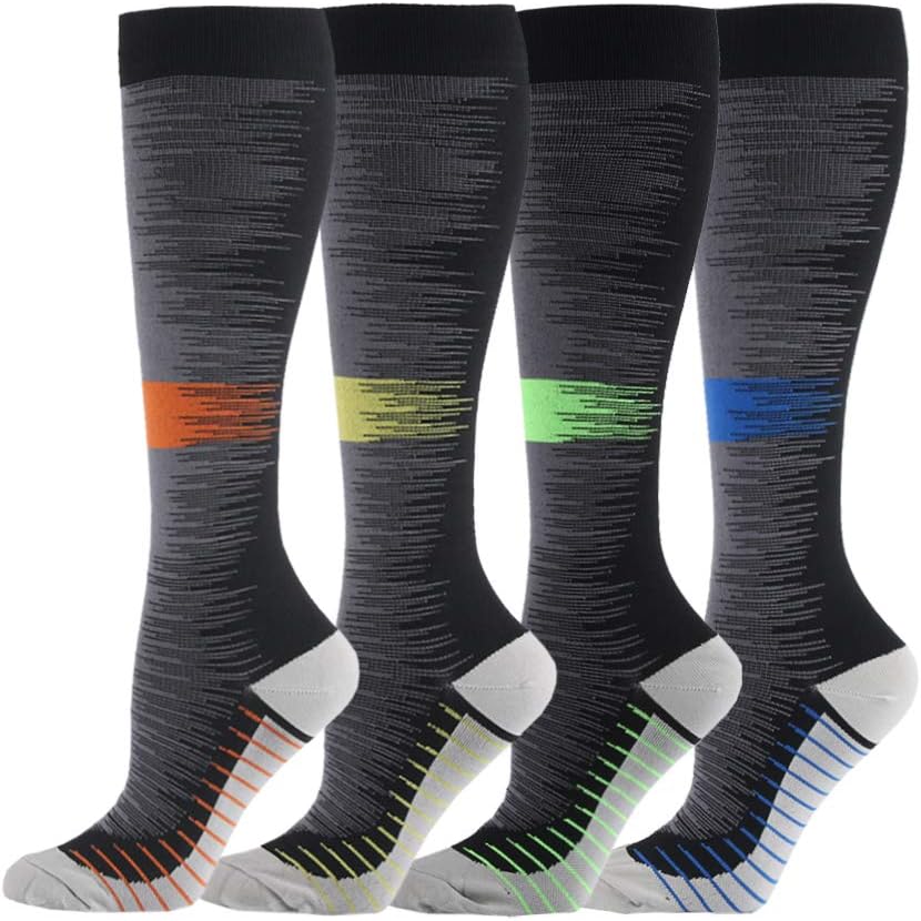 HLTPRO Compression Socks for Women & Men(4 Pairs) - Best Support for Medical，Circulation, Nurses, Running, Travel