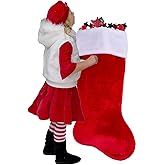 PORRUNNY 35 Inch Jumbo Felt Christmas Stockings Personalized Christmas for Family Holiday Xmas Party Decor Fireplace Hanging for Family Kids