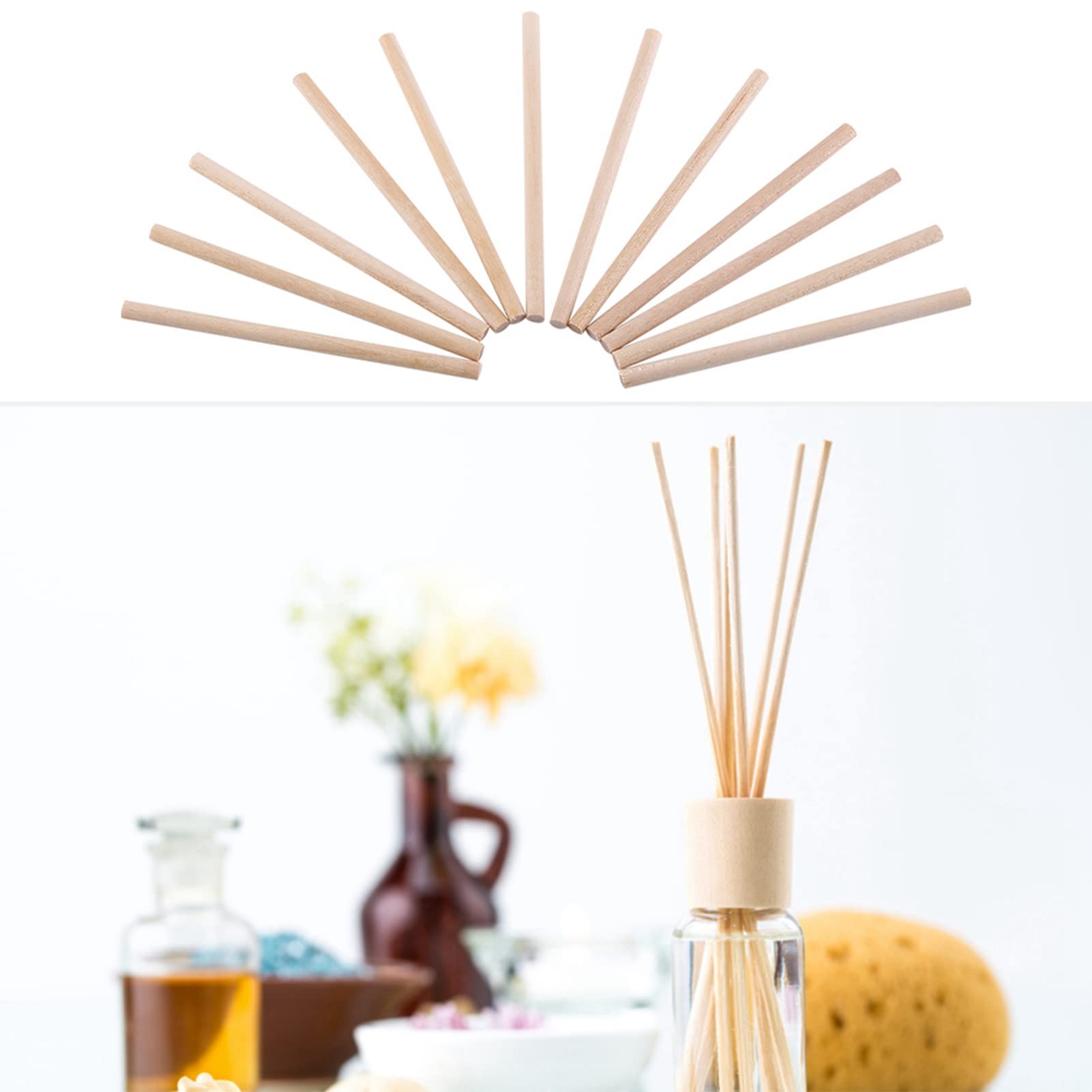100pcs Wood Dowel Rods 4mm x 80mm Unfinished Natural Wood Craft Dowel Rods Round Sticks Craft Sticks for Model Projects Building Model