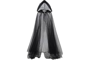 BPURB Adult Full-Length Sheer Cape with Oversized Hood Halloween Ghost Cosplay Costume Cloak