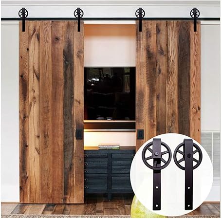 Amazon Com Lwzh 9ft Sliding Barn Door Hardware Kit For Double