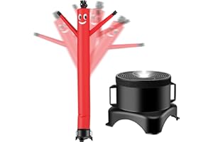 BSMTEK 10FT Air Inflatable Waving Tube Man Set with Blower & Spotlight, Air Dance Artist for Mall Opening, Amusement Park, Outdoor Decoration, Red
