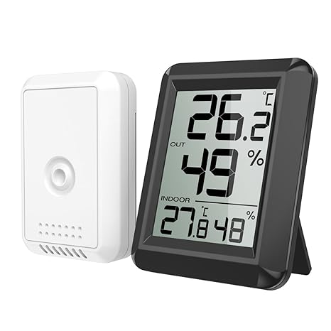 ORIA Thermometer Hygrometer, Innen Außen Thermometer Digital Temperatur und Luftfeuchtigkeit Monitor, Thermo Hygrometer mit G