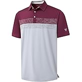 M MAELREG Golf Shirts for Men Dry Fit Performance Chest Print Color Block Moisture Wicking Casual Short Sleeve Polo Shirts