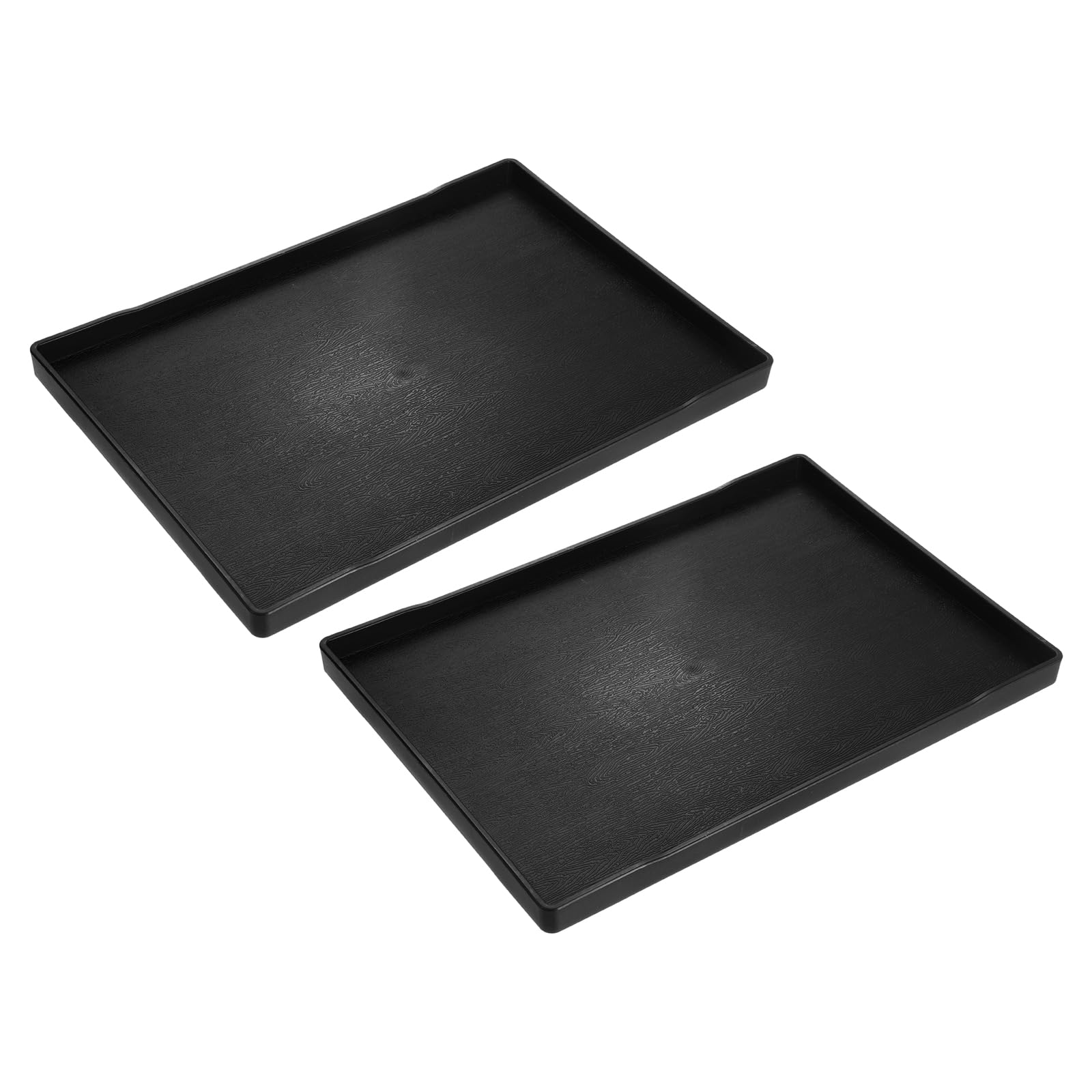 uxcell 2Pcs Serving Tray Small Black Mini Tray 9" x 13" Plastic Rectangular Wooden Serving Trays Decorative Ottoman Platter for Breakfast Kitchen Bathroom