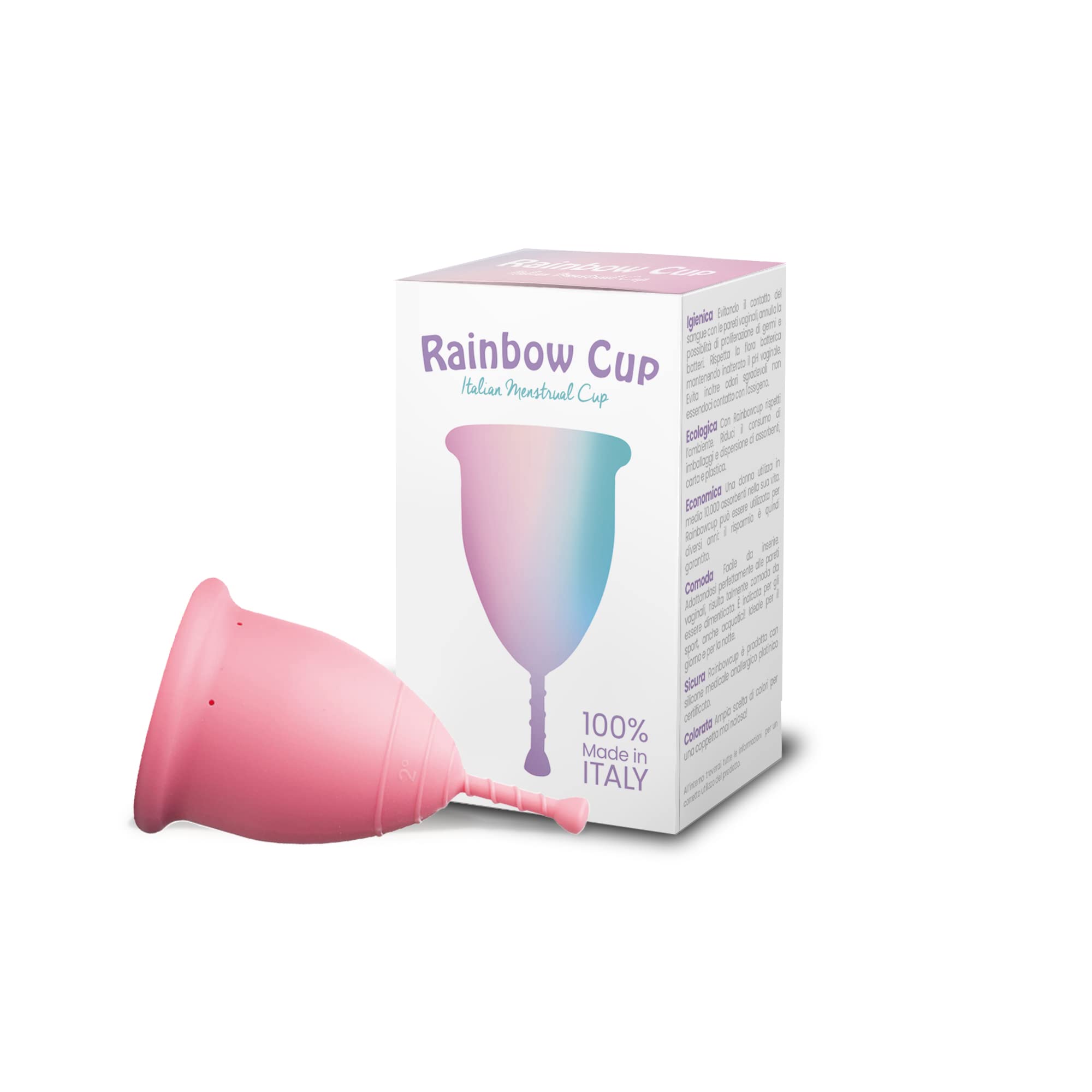 RAINBOWCUP Menstrual Cup Made in Italy in Medical Silicone | Choose Tone, Size and Colour | SEMITONIC CYCLAMINE Size 2