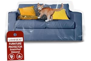 LAMINET Deluxe Heavy-Duty Crystal-Clear Furniture Protectors Protects Dust, Dirt, Spills, Pet Hair and Dander, Paws and Claws Sofa-36”RH x 18" FH x 84”W x 40" D, Loveseat Sofa