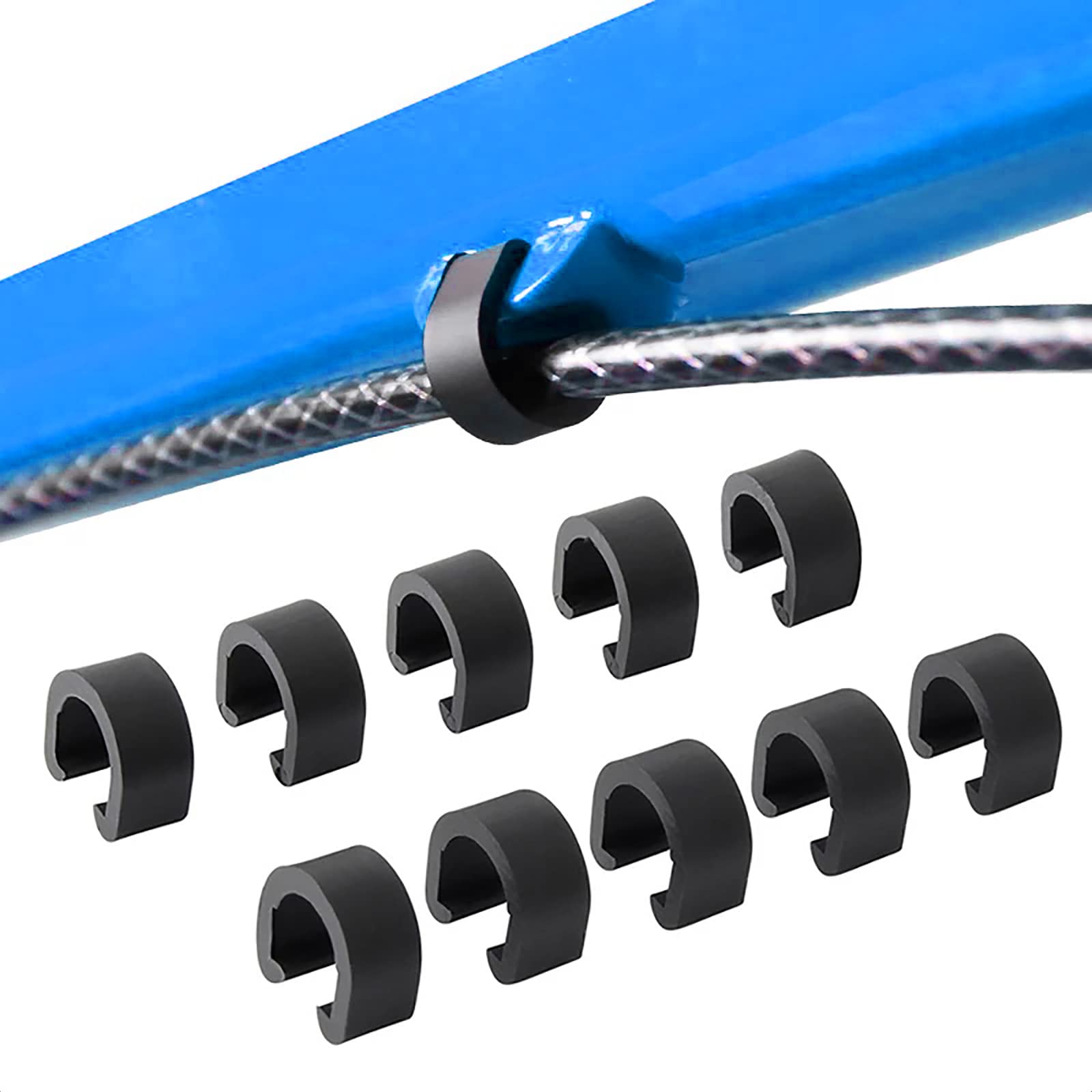 Photo 1 of VANICE 10 Pieces Bike C-Clips Clamps Housing Hose Guide Clamps Brake Derailleur Shift Cables for MTB Bike Road Bicycle